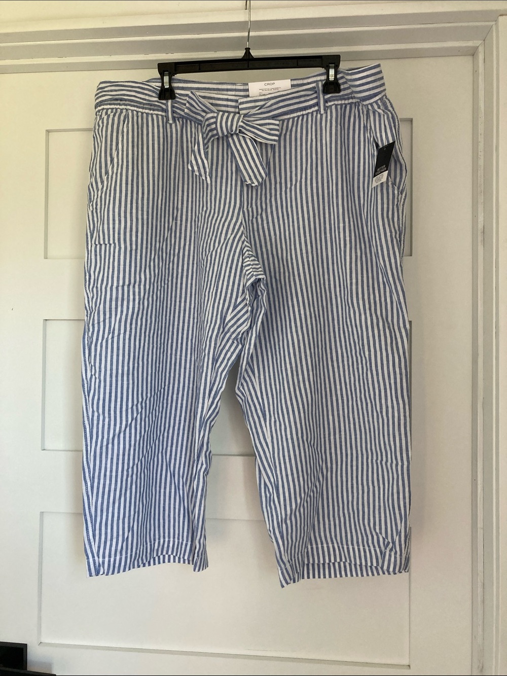 Liz Claiborne Crop Pants Women’s XXL Striped Lightweight Nautical Beach Linen